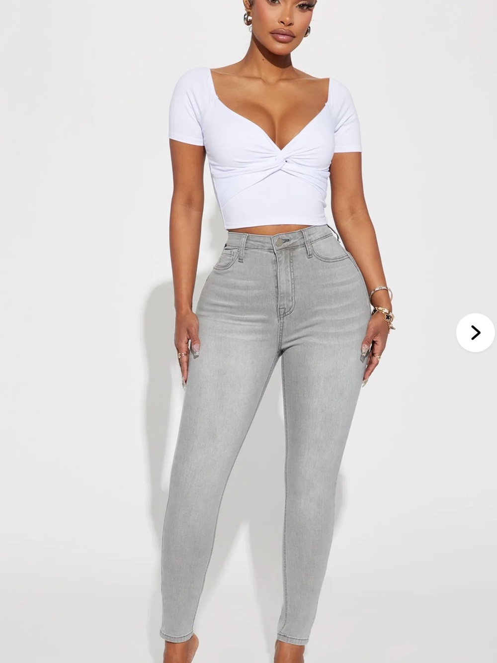 Fashion Nova Light Gray High-Rise Skinny Jeans